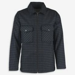 Wear London Navy Check Zip Front Shacket