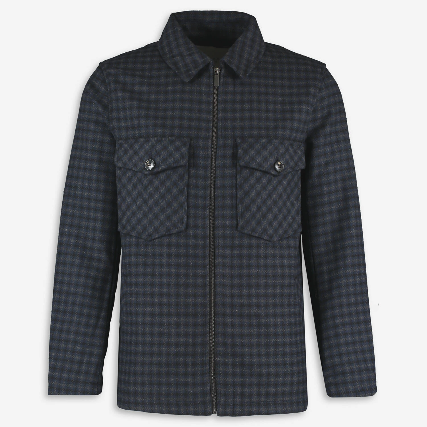 Wear London Navy Check Zip Front Shacket 1 Wear London Navy Check Zip Front Shacket