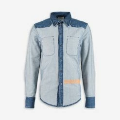 Calvin Klein Blue Two Tone Denim Shirt