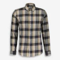 Lindbergh White Navy Checked Flannel Long Sleeve Shirt