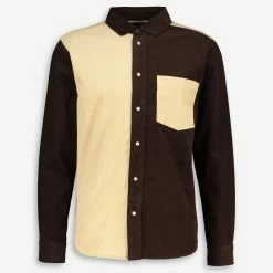 Paid In Full Sand & Coffee Chester Corduroy Casual Shirt