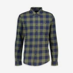 Crew Clothing Co. Navy & Green Patterned Casual Shirt