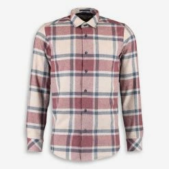Guide London Burgundy & Camel Flannel Check Charles Shirt