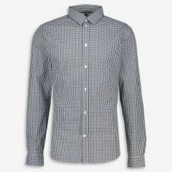 Ocean Laundry Dark Blue Check Long Sleeve Casual Shirt