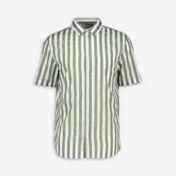 Paid In Full White & Green Striped Casual Shirt