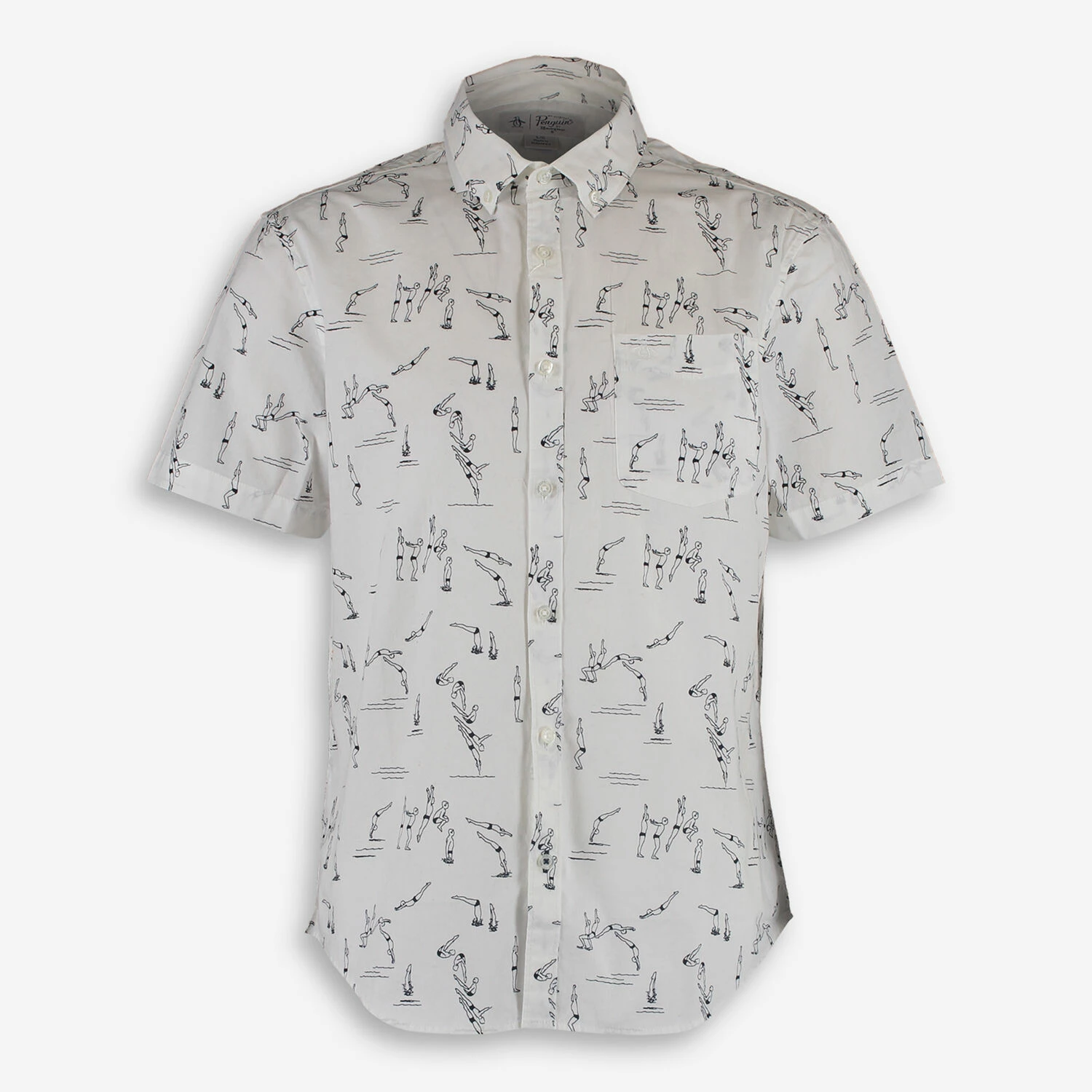 Penguin White Diver Motif Shirt 1 Penguin White Diver Motif Shirt