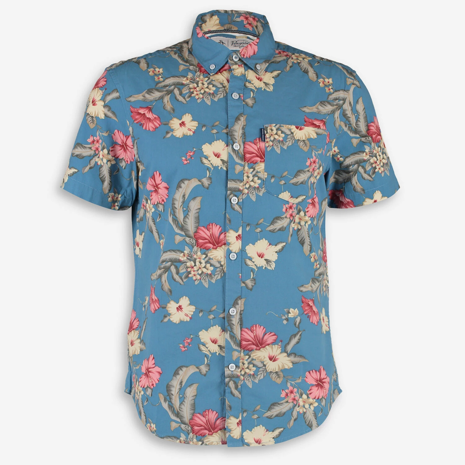 Penguin Blue Floral Short Sleeve Shirt 1 Penguin Blue Floral Short Sleeve Shirt