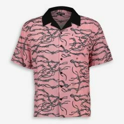 Santa Cruz Pink Barbed Wire Short Sleeve Casual Shirt