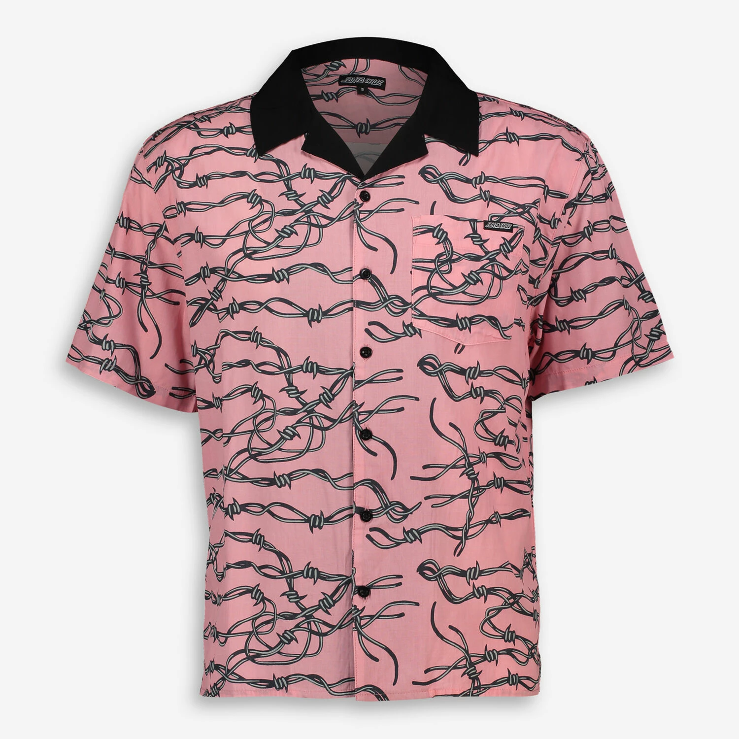 Santa Cruz Pink Barbed Wire Short Sleeve Casual Shirt 1 Santa Cruz Pink Barbed Wire Short Sleeve Casual Shirt