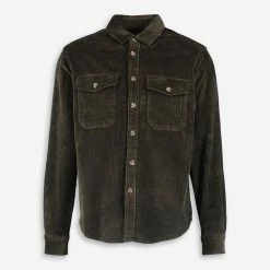 Curated Utility Dark Olive Corduroy Shacket