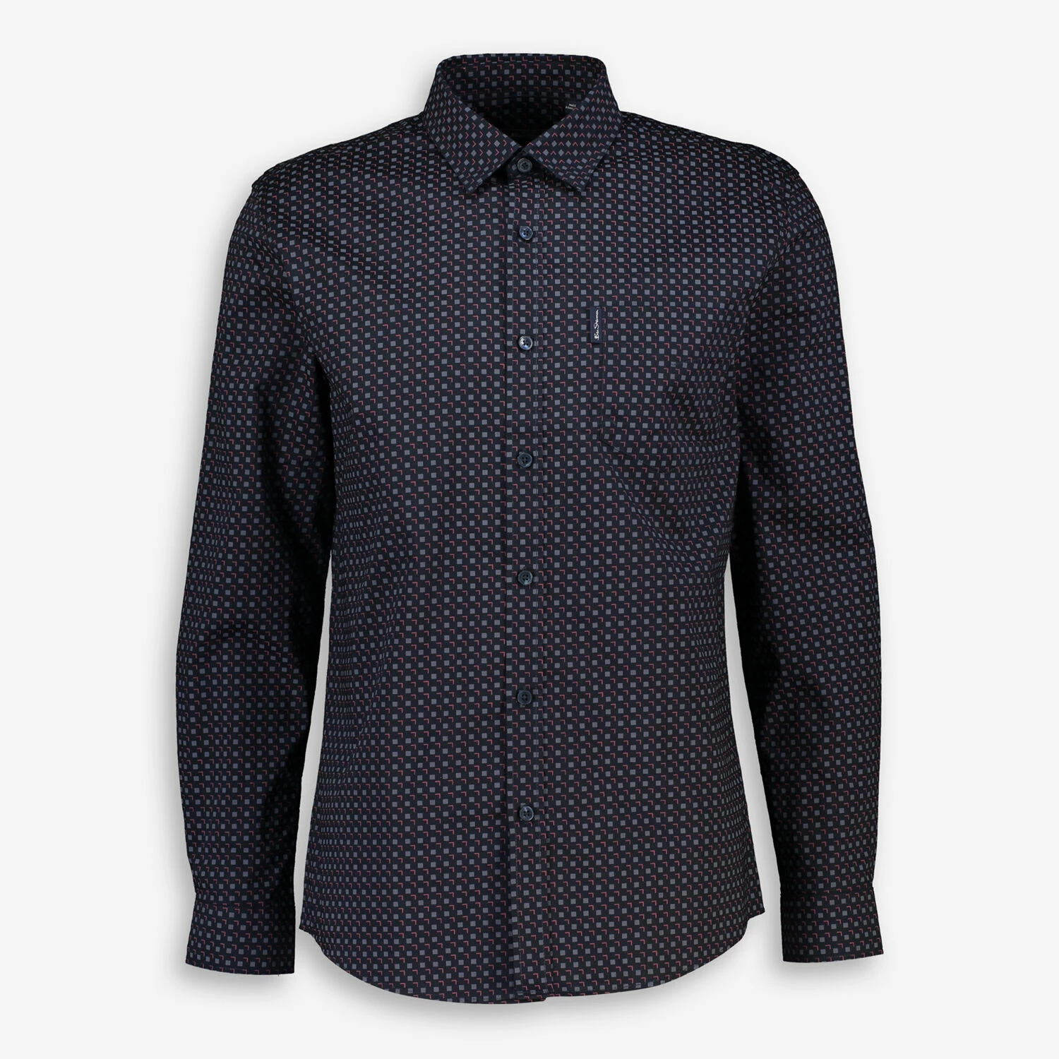 Ben Sherman Navy Square Patterned Shirt 1 Ben Sherman Navy Square Patterned Shirt