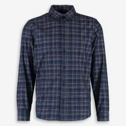 Paid In Full Navy Checked Long Sleeve Casual Shirt