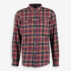 Crew Clothing Co. Red & Navy Check Flannel Shirt
