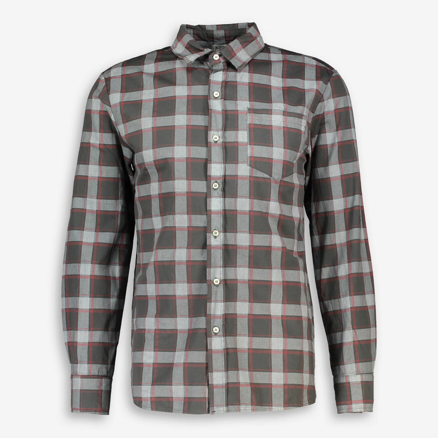 M.I.D.A Graphite & Red Check Shirt 1 M.I.D.A Graphite & Red Check Shirt