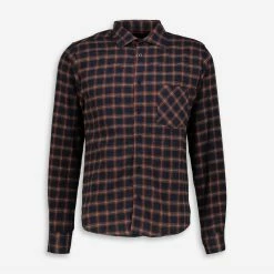 I Navili Milano Blue & Orange Checked Tasca Shirt