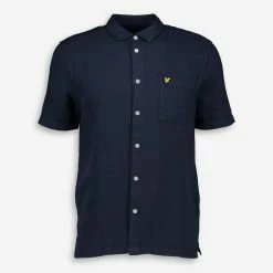 Lyle & Scott Navy Washed Oxford Linen Shirt