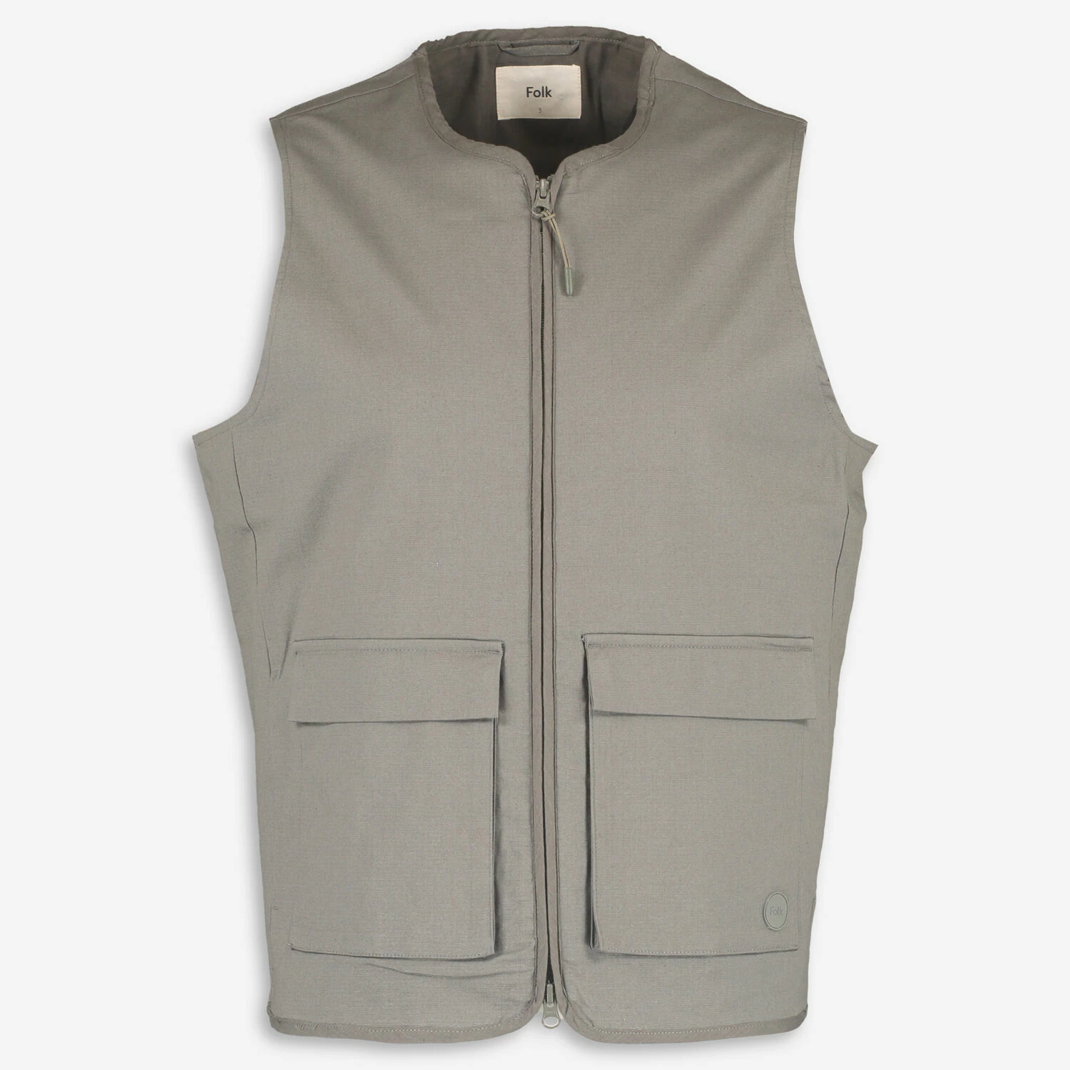Folk Khaki Vaughan Zip Waistcoat 1 Folk Khaki Vaughan Zip Waistcoat